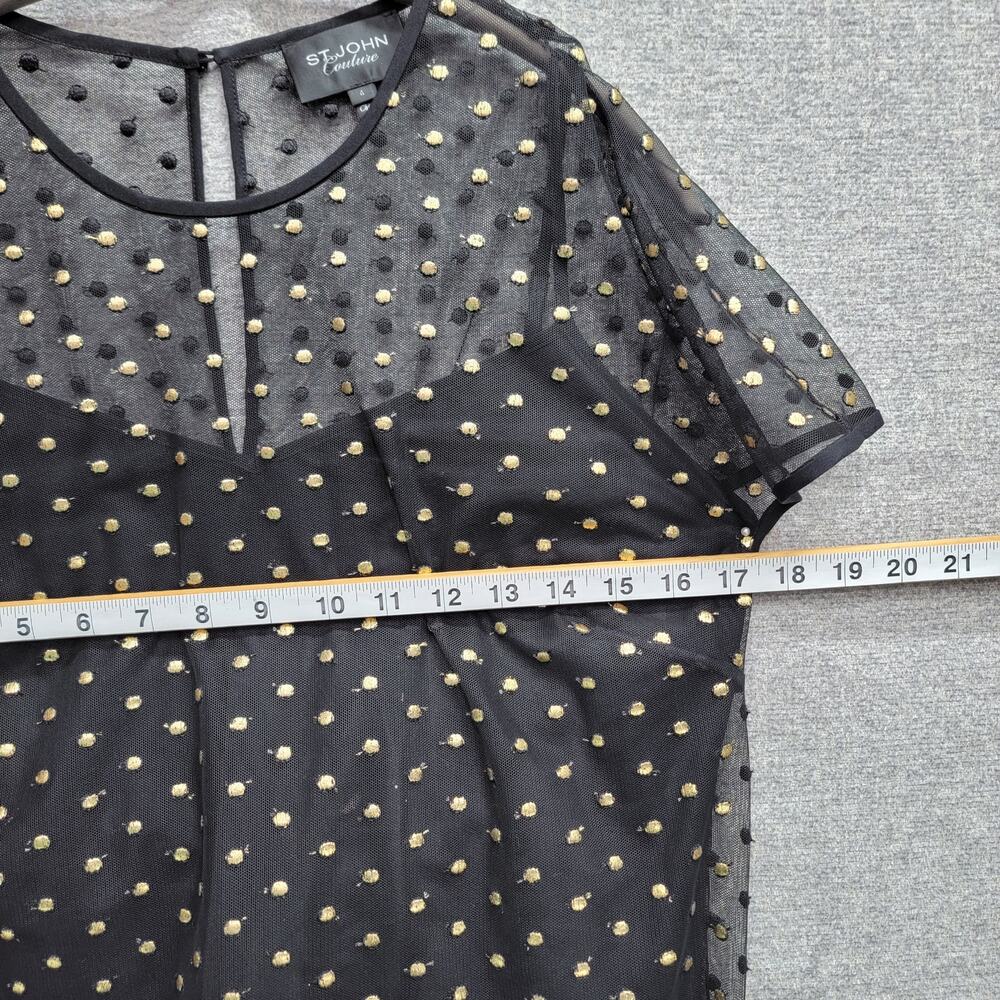 ST. JOHN COUTURE SHEER POLKA DOT TOP, SIZE 4 - Picture 5 of 7